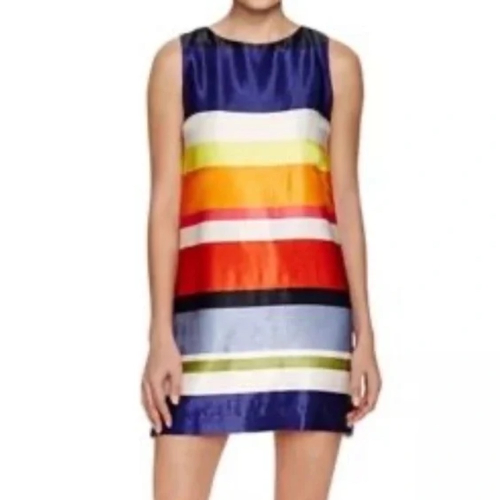 Alice & Olivia by Stacey Bendet Bold MultiStripe Sleeveless Shift Dress ~Size 10
